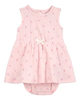 Baby Peach Print Sunsuit - Pink