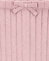 Baby Ribbed Sweater Knit Flare Pants - Pink