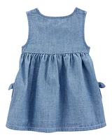 Baby Solid Cotton Dress - Blue