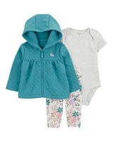 Baby 3-Piece Quilted Little Cardigan Set