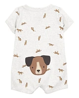 Baby Dog Short-Sleeve Romper - Grey