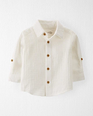 Baby Organic Cotton Gauze Button-Front Shirt