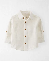 Baby Organic Cotton Gauze Button-Front Shirt