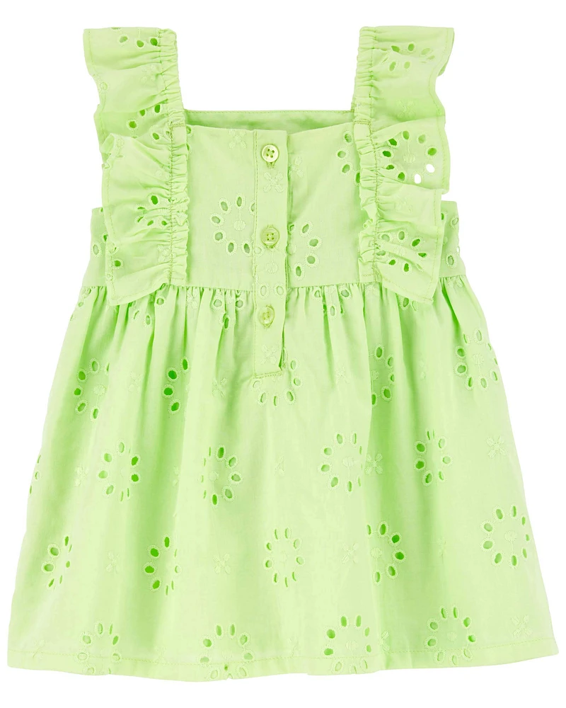 Eyelet Flutter Dress