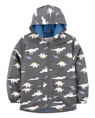 Dinosaur Colour Changing Rain Jacket - Grey