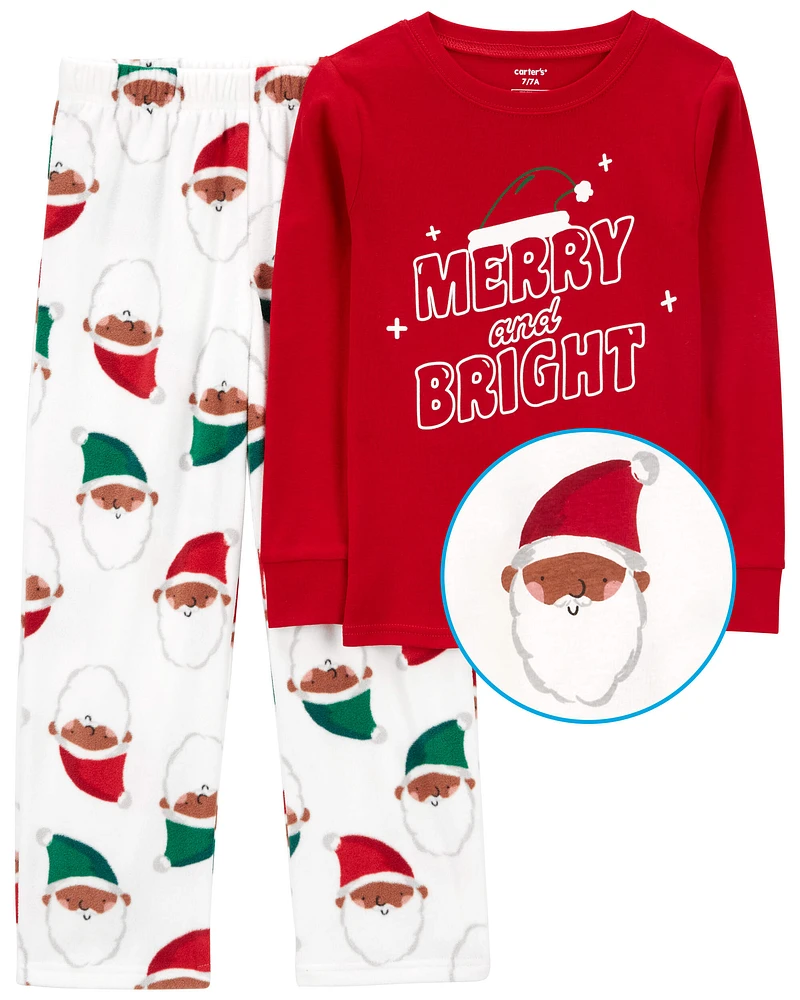 Kid 2-Piece Santa Fleece & Cotton Pyjamas