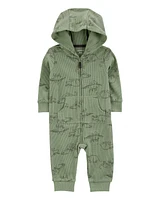 Baby Dinosaur Hooded Zip-Up Thermal Jumpsuit