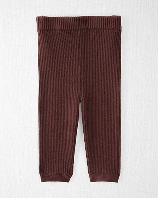 Baby Organic Cotton Sweater Knit Rib Leggings Deep Burgundy