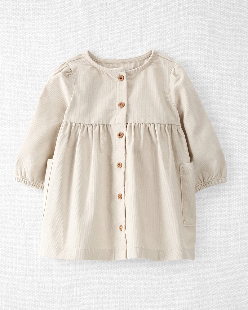 Baby Organic Cotton Corduroy Pocket Dress Toasted Wheat