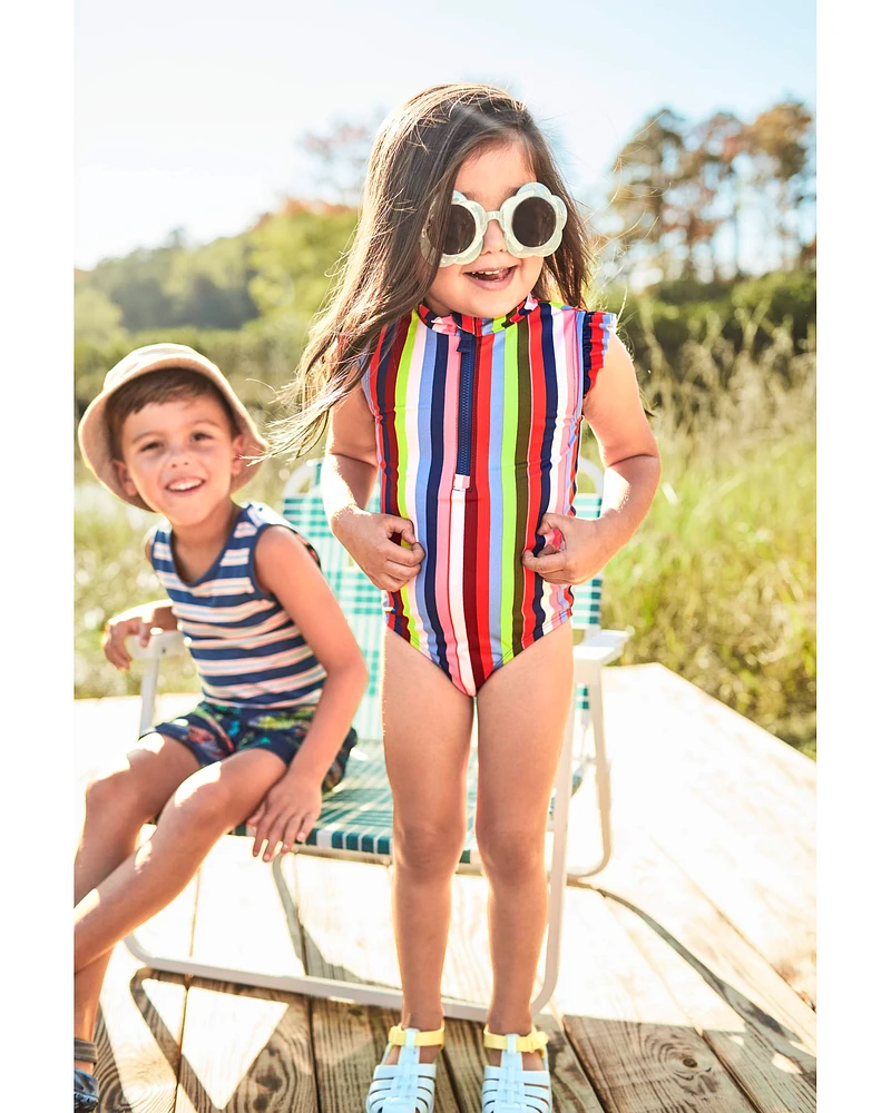 Striped 1-Piece Swimsuit