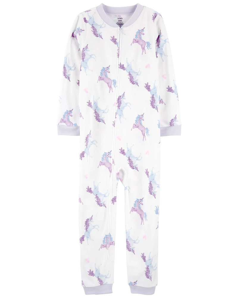 Kid 1-Piece Unicorn Fleece Footless Pyjamas