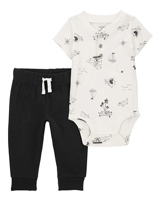 Baby 2-Piece Pirate Bodysuit Pant Set - Ivory/Black