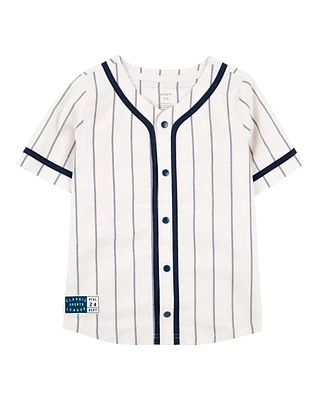 Kid Striped Baseball Button-Down Shirt