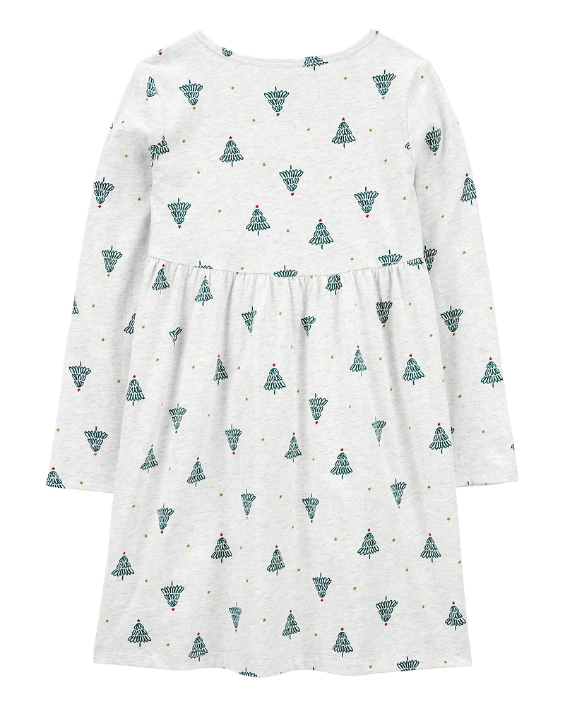 Kid Christmas Tree Jersey Dress