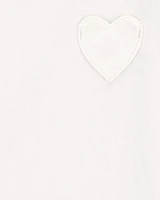 Toddler Heart Pocket Short-Sleeve Fashion Top - White