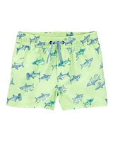 Toddler Shark Swim Trunks - Lime Green