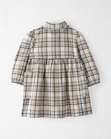 Baby Organic Cotton Herringbone Button-Front Dress Plaid