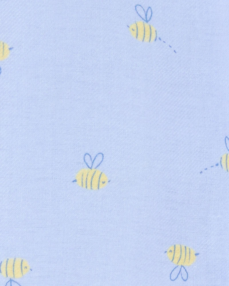 Toddler Bee Print Loose Fit 2-Piece Pyjamas - Blue