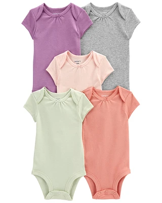 Baby 5-Pack Short-Sleeve Solid Bodysuits