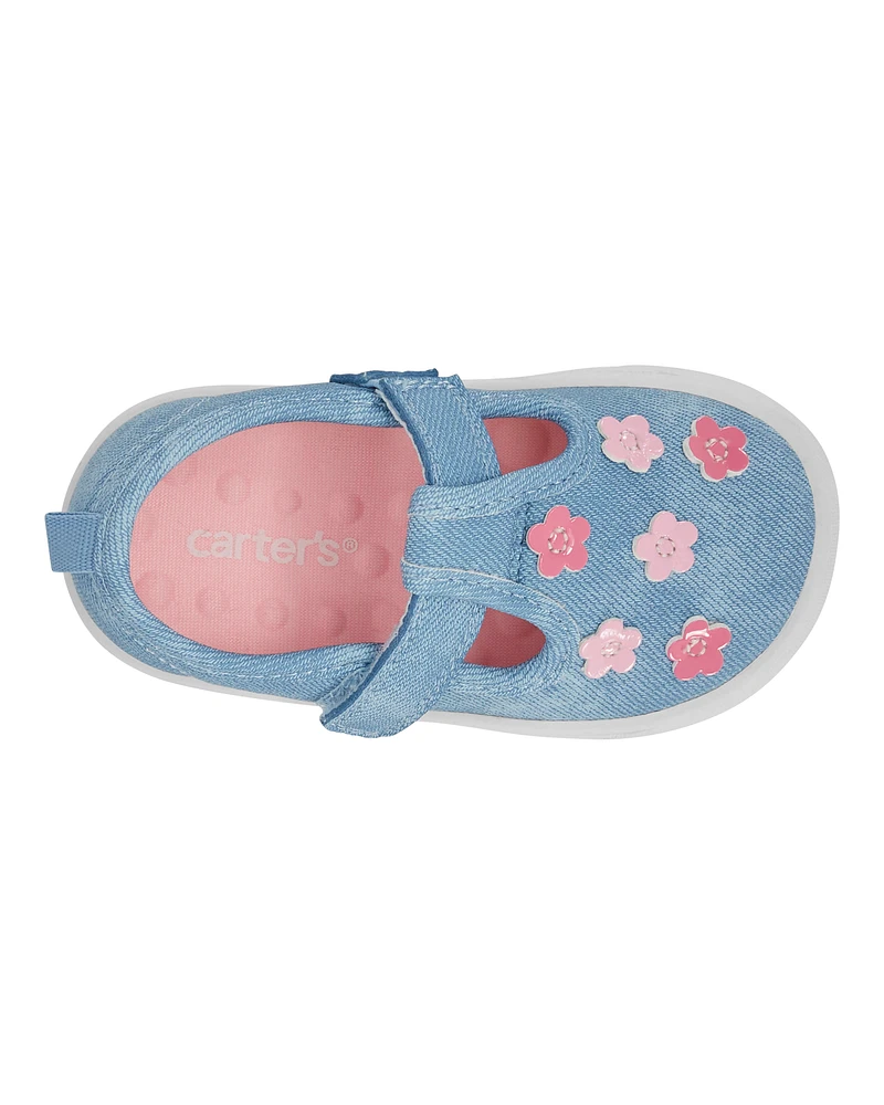 Every Step® First Walker Floral Denim Sneakers - Blue