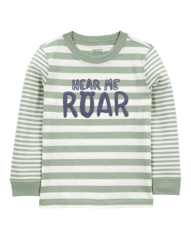 Baby Hear Me Roar Striped Long-Sleeve Graphic Tee