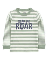 Baby Hear Me Roar Striped Long-Sleeve Graphic Tee