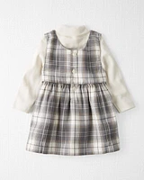 Baby 2-Piece Organic Cotton Herringbone Dress Set Plaid