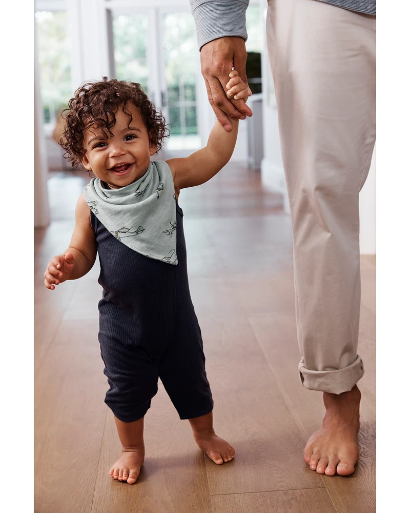 2-Piece Drop Needle Jumpsuit & Bandana Bib Set