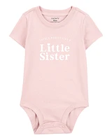 Baby Little Sister Short-Sleeve Bodysuit - Pink