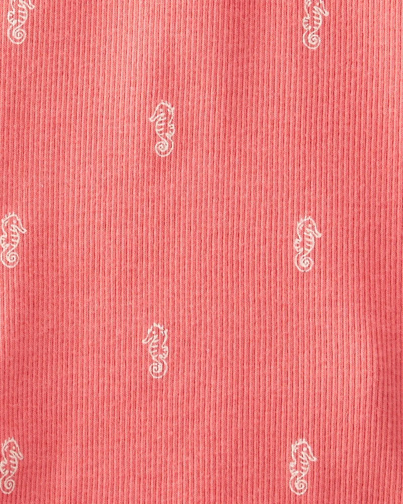 Toddler Organic Cotton Knit Seahorse-Print Romper