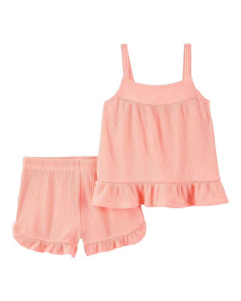 Toddler Solid Loose Fit 2-Piece Pyjamas - Coral