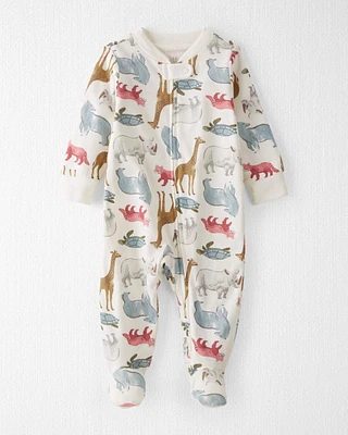 Baby Organic Cotton Sleeper Pyjamas Wildlife Animals