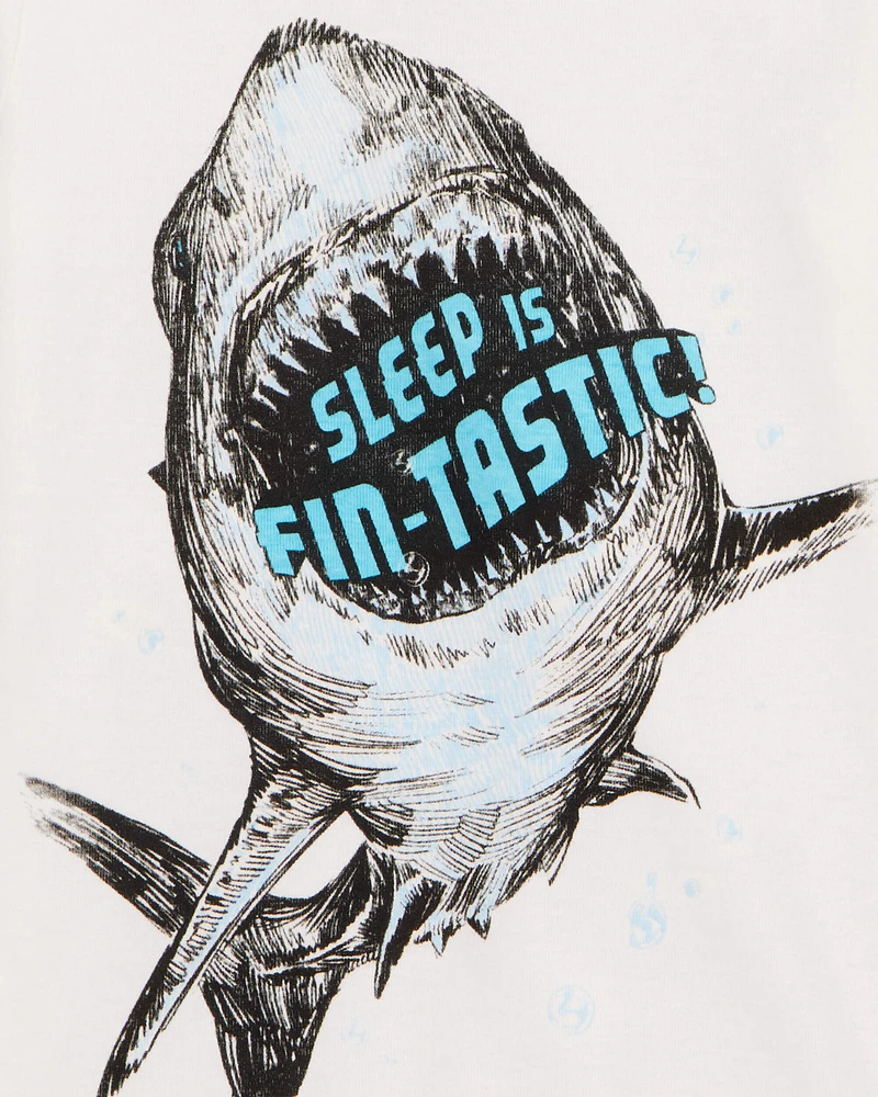 Kid Shark Print Snug Fit 4-Piece Pyjamas