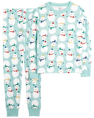 Adult 2-Piece Christmas Snowman 100% Snug Fit Cotton Pyjamas