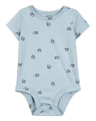 Baby Tricycle-Print Short-Sleeve Bodysuit - Blue