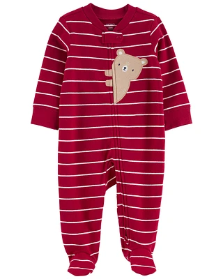 Bear 2-Way Zip Cotton Sleeper Pyjamas
