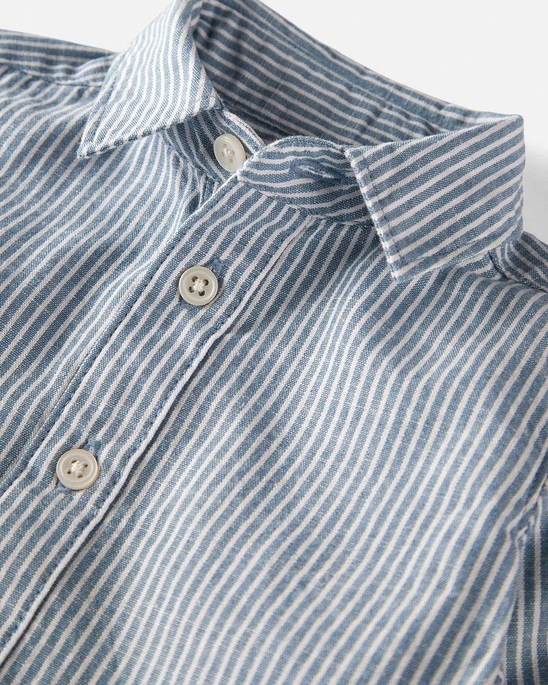 Baby Boy Linen Button-Front Shirt Made with Organic Cotton