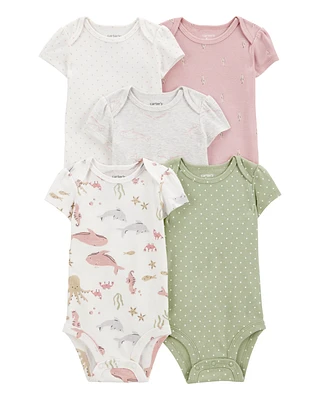 Baby 5-Pack Seahorse Short-Sleeve Bodysuits