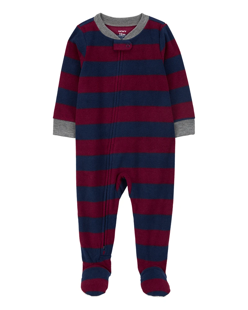 Baby 1-Piece Striped Fleece Footie Pyjamas