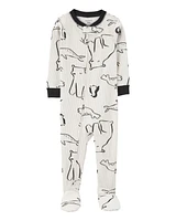 Toddler 1-Piece Arctic Animal Print Thermal Footie Pyjamas