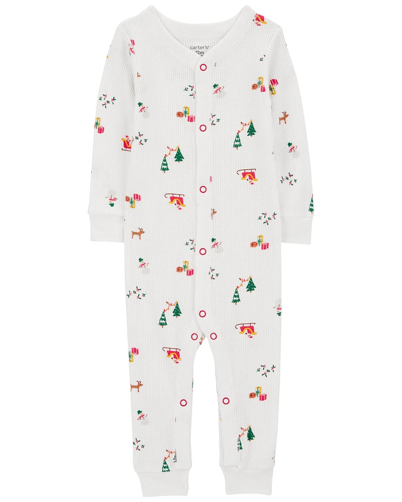 Baby 1-Piece Christmas Thermal Footless Pyjamas