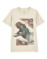 Kid Dinosaur Woven Short-Sleeve Tee - Cream