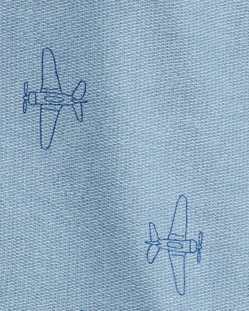 Baby Boy Airplane French Terry Long-Sleeve Tee & Pant Set - Blue