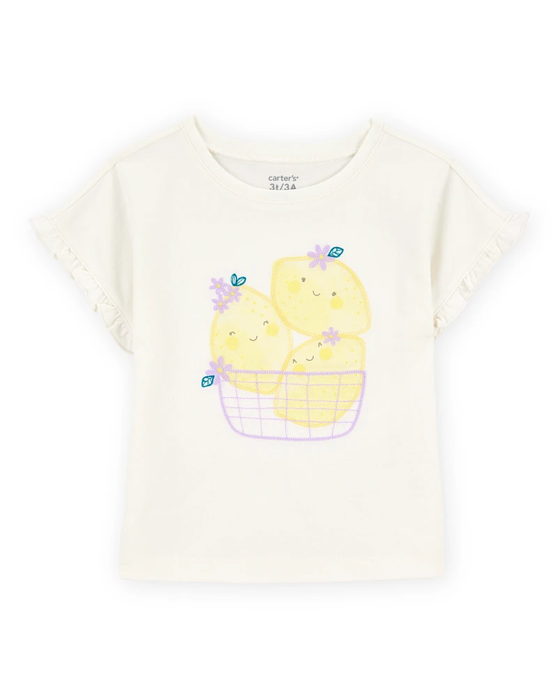 Toddler Short-Sleeve Lemon Fashion Top - Ivory