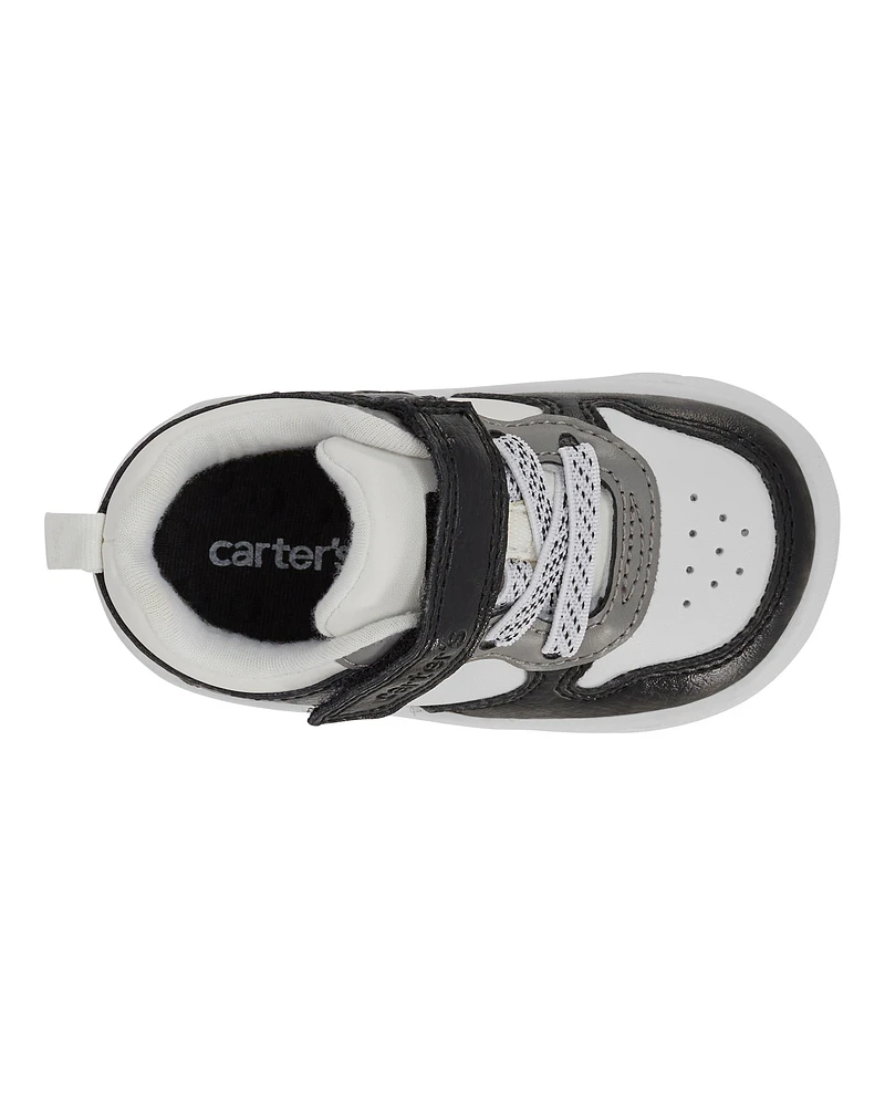 Baby Every Step® First Walker  Faux Leather Fashion Sneakers - White/Black