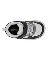 Baby Every Step® First Walker  Faux Leather Fashion Sneakers - White/Black