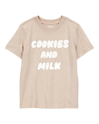 Toddler Cookies & Milk Short-Sleeve Graphic Tee - Khaki