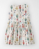 Toddler Organic Cotton Dress Holiday Nutcracker