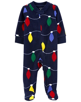 Christmas Lights Zip-Up Fleece Sleeper Pyjamas