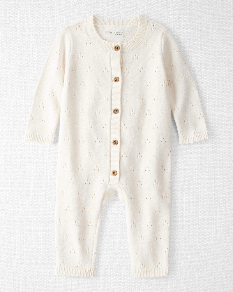 Baby Organic Cotton Sweater Knit Pointelle Jumpsuit